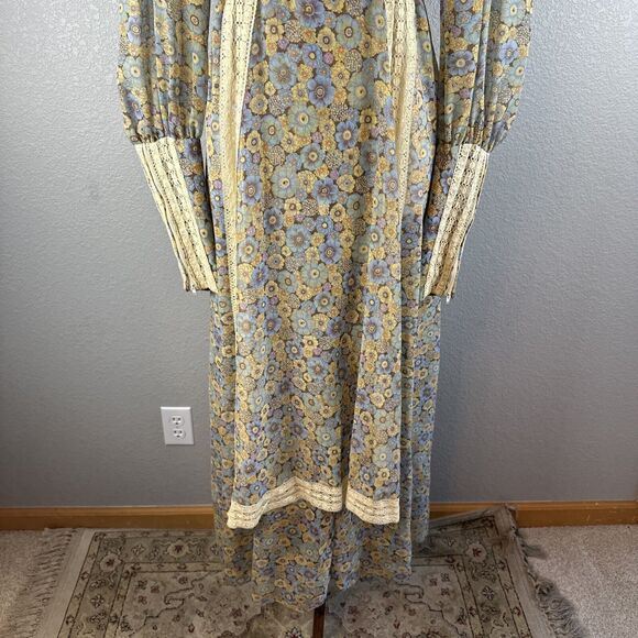 Gunne Sax Black Label Vintage Floral Cottage Prairie Dress Size 9 S Long Sleeve - Picture 6 of 11